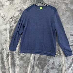 Boss by Hugo Boss Linen Wool Blend Mens XL Sweater Blue Classic Quiet Luxury